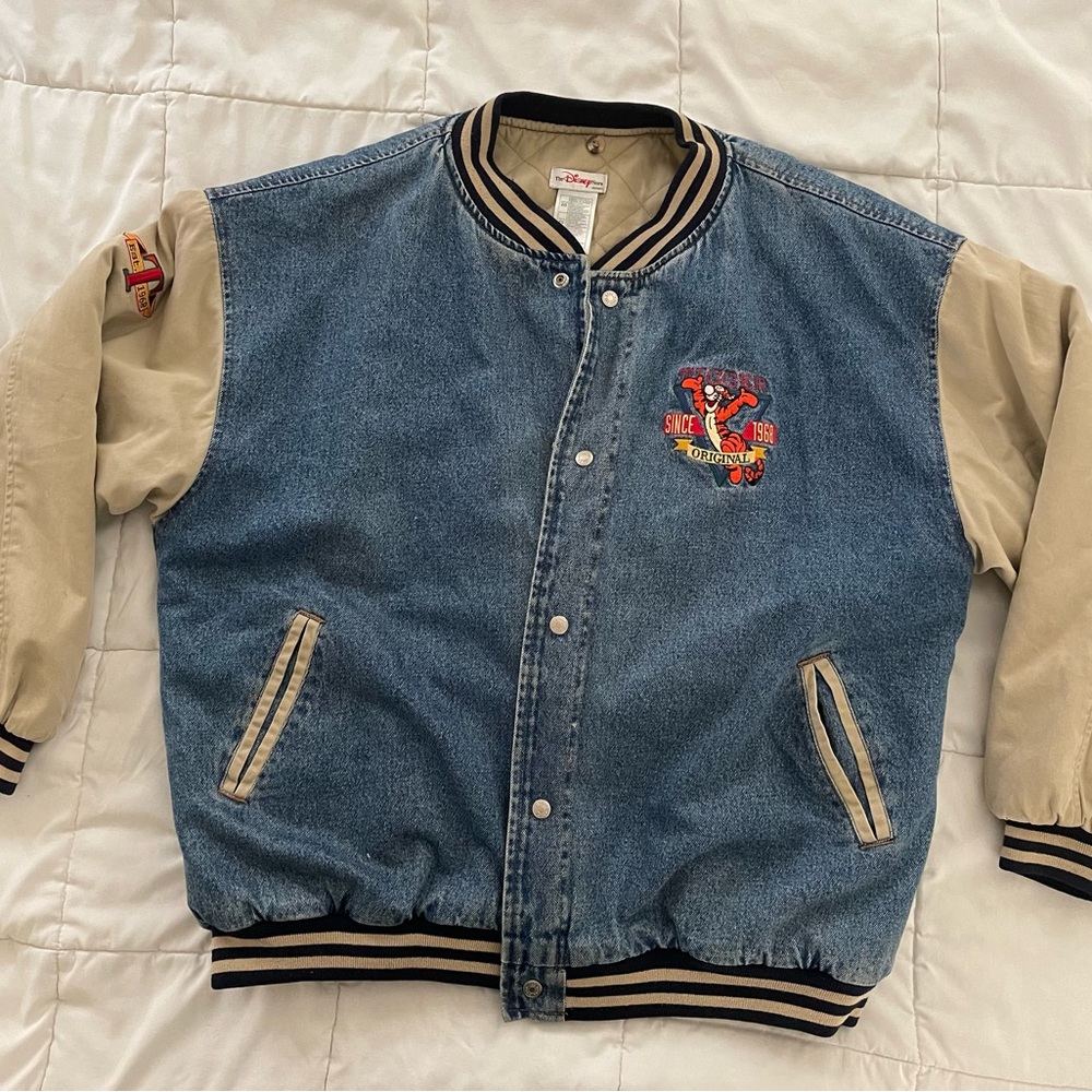 Vintage Disney Tigger Denim Varsity Jacket